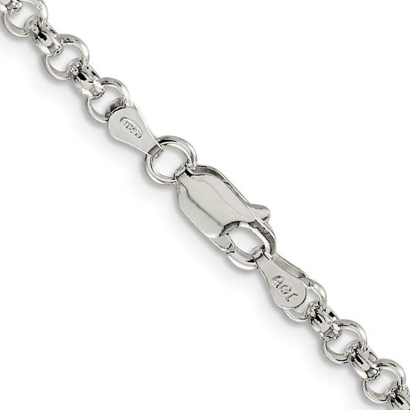 4mm, Sterling Silver Solid Rolo Chain Necklace, 22 Inch